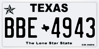 TX license plate BBE4943