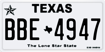 TX license plate BBE4947