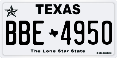 TX license plate BBE4950