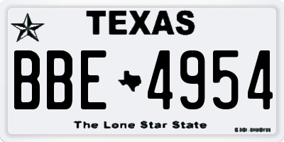 TX license plate BBE4954