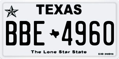 TX license plate BBE4960