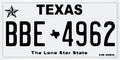 TX license plate BBE4962