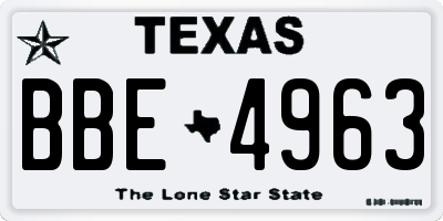 TX license plate BBE4963