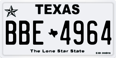 TX license plate BBE4964