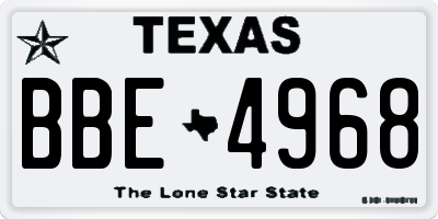 TX license plate BBE4968