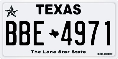 TX license plate BBE4971