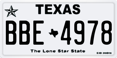 TX license plate BBE4978