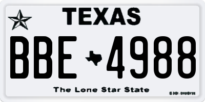 TX license plate BBE4988