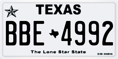TX license plate BBE4992