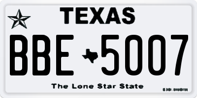 TX license plate BBE5007