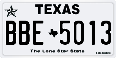 TX license plate BBE5013