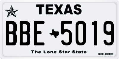 TX license plate BBE5019