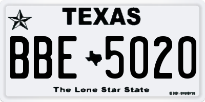 TX license plate BBE5020