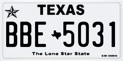 TX license plate BBE5031