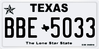 TX license plate BBE5033