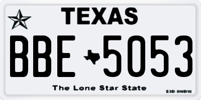 TX license plate BBE5053