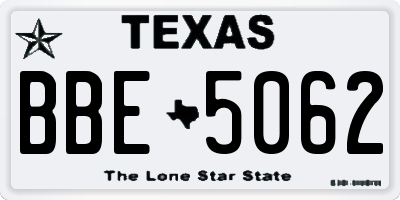 TX license plate BBE5062