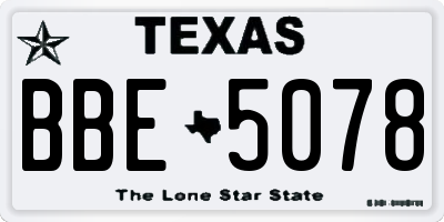 TX license plate BBE5078