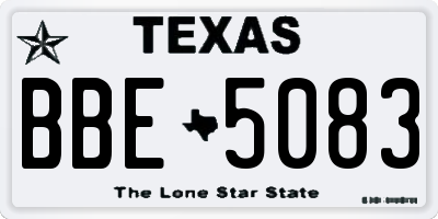 TX license plate BBE5083