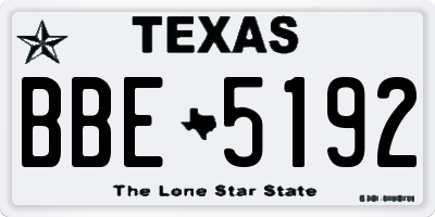 TX license plate BBE5192