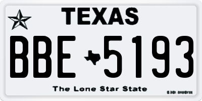 TX license plate BBE5193
