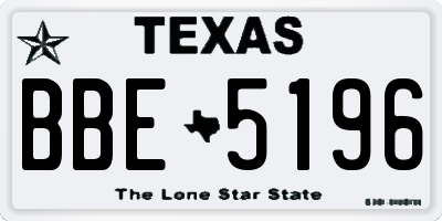 TX license plate BBE5196