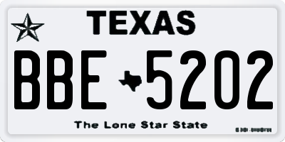 TX license plate BBE5202