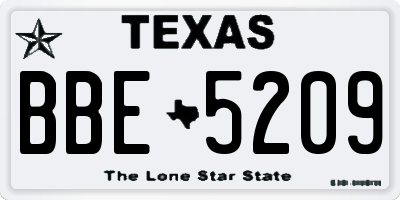 TX license plate BBE5209