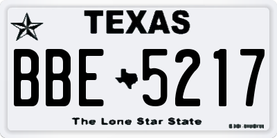 TX license plate BBE5217