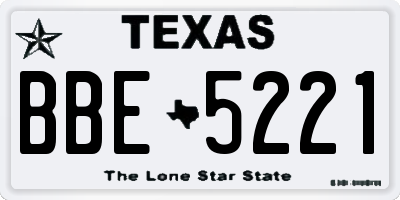 TX license plate BBE5221