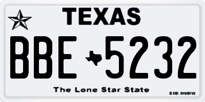 TX license plate BBE5232
