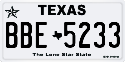 TX license plate BBE5233