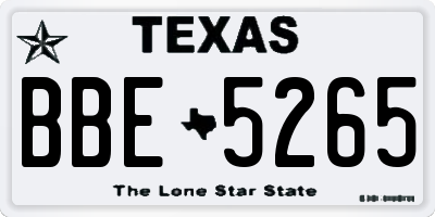 TX license plate BBE5265