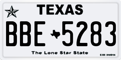 TX license plate BBE5283