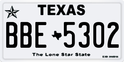TX license plate BBE5302