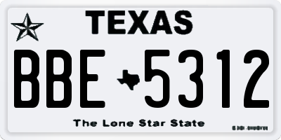 TX license plate BBE5312
