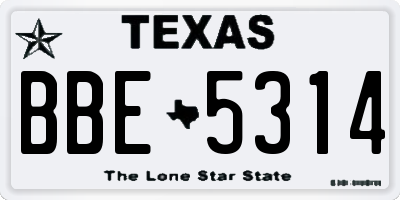TX license plate BBE5314