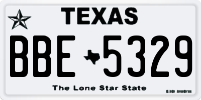 TX license plate BBE5329