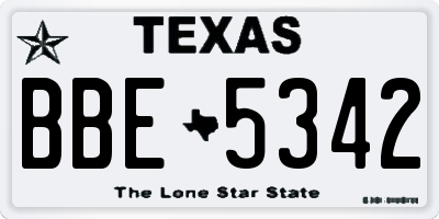 TX license plate BBE5342