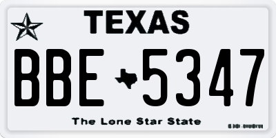 TX license plate BBE5347
