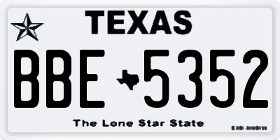 TX license plate BBE5352