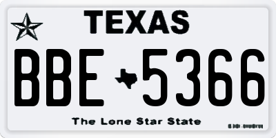 TX license plate BBE5366