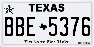 TX license plate BBE5376