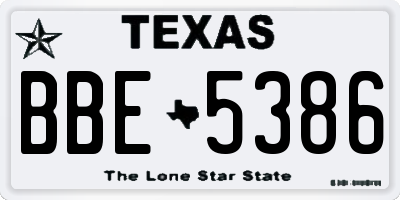 TX license plate BBE5386