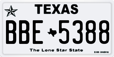 TX license plate BBE5388