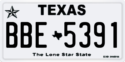 TX license plate BBE5391