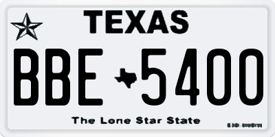 TX license plate BBE5400