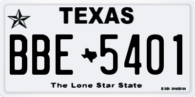 TX license plate BBE5401