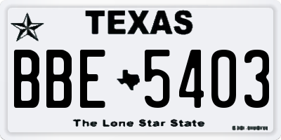 TX license plate BBE5403