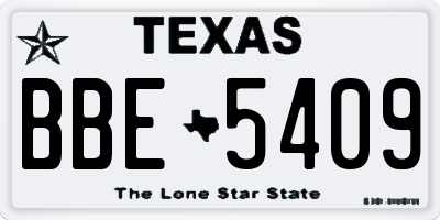 TX license plate BBE5409